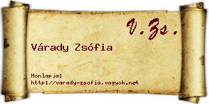 Várady Zsófia névjegykártya
